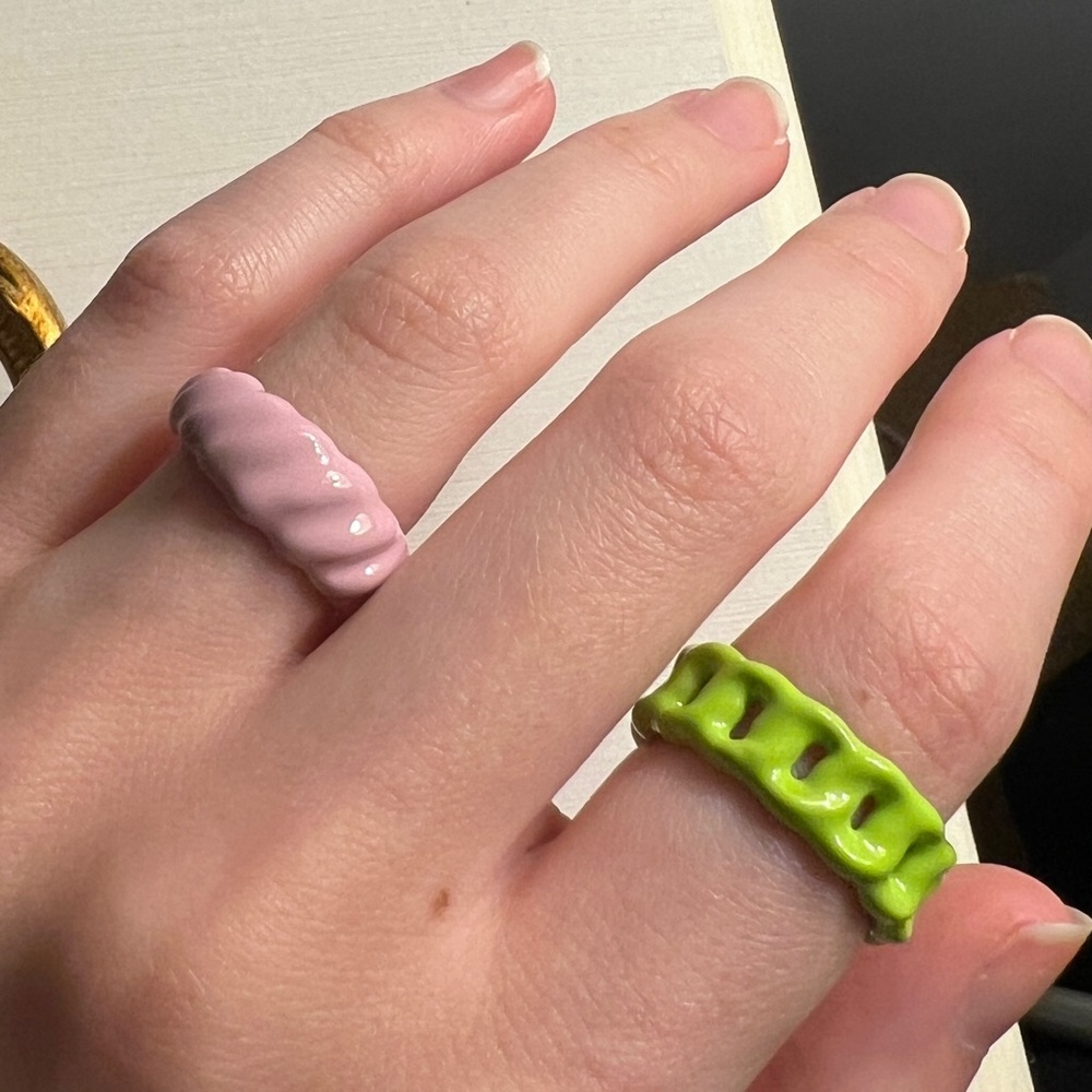 Spring Garden Enamel Ring Set 🌸💚🪷👒🪴 - Picture 2 of 4